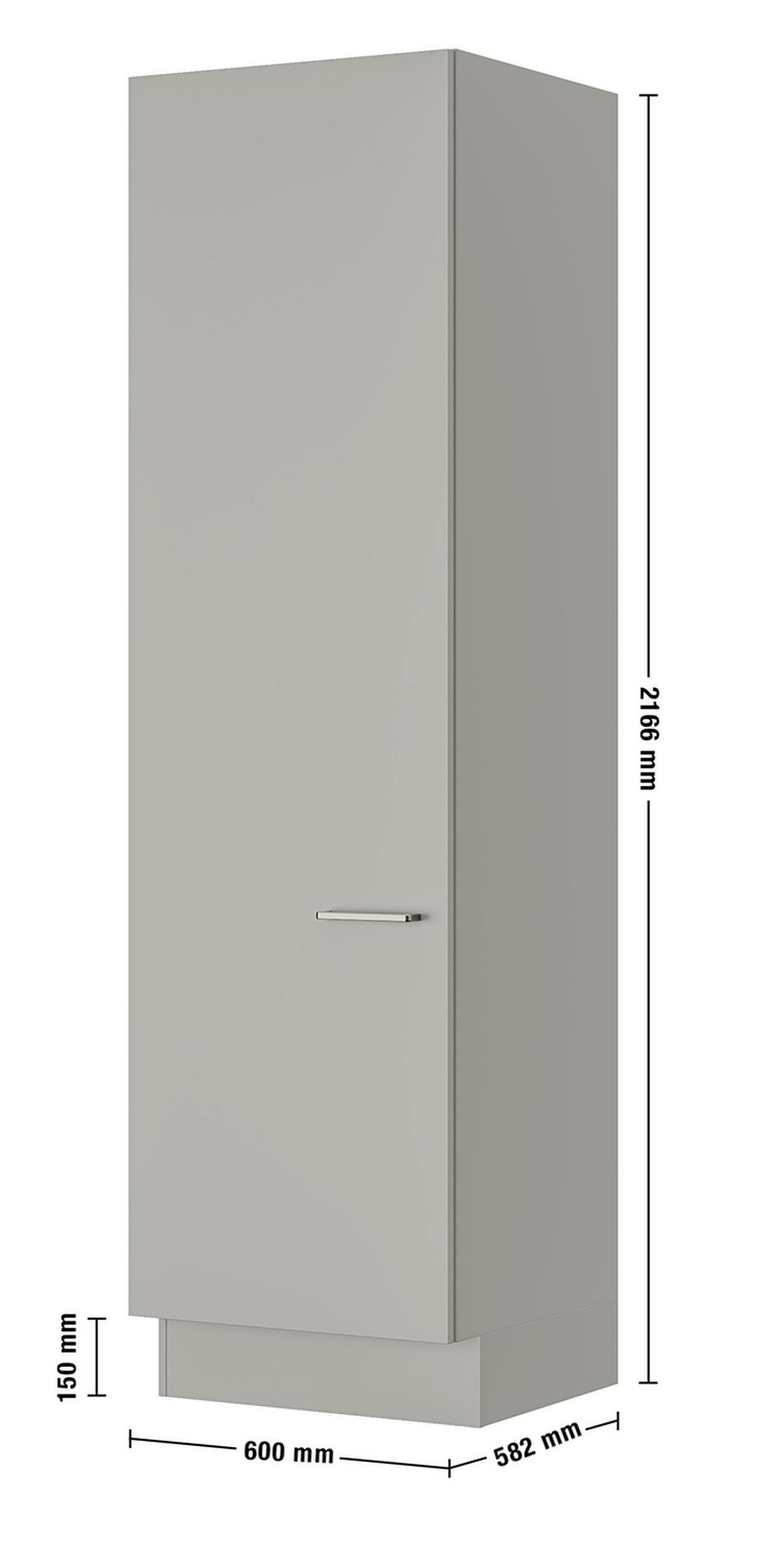 WÄSCHESCHRANK 60/216,6/58,2 cm  in Grau  - Edelstahlfarben/Grau, MODERN, Holzwerkstoff/Metall (60/216,6/58,2cm) - Nobilia