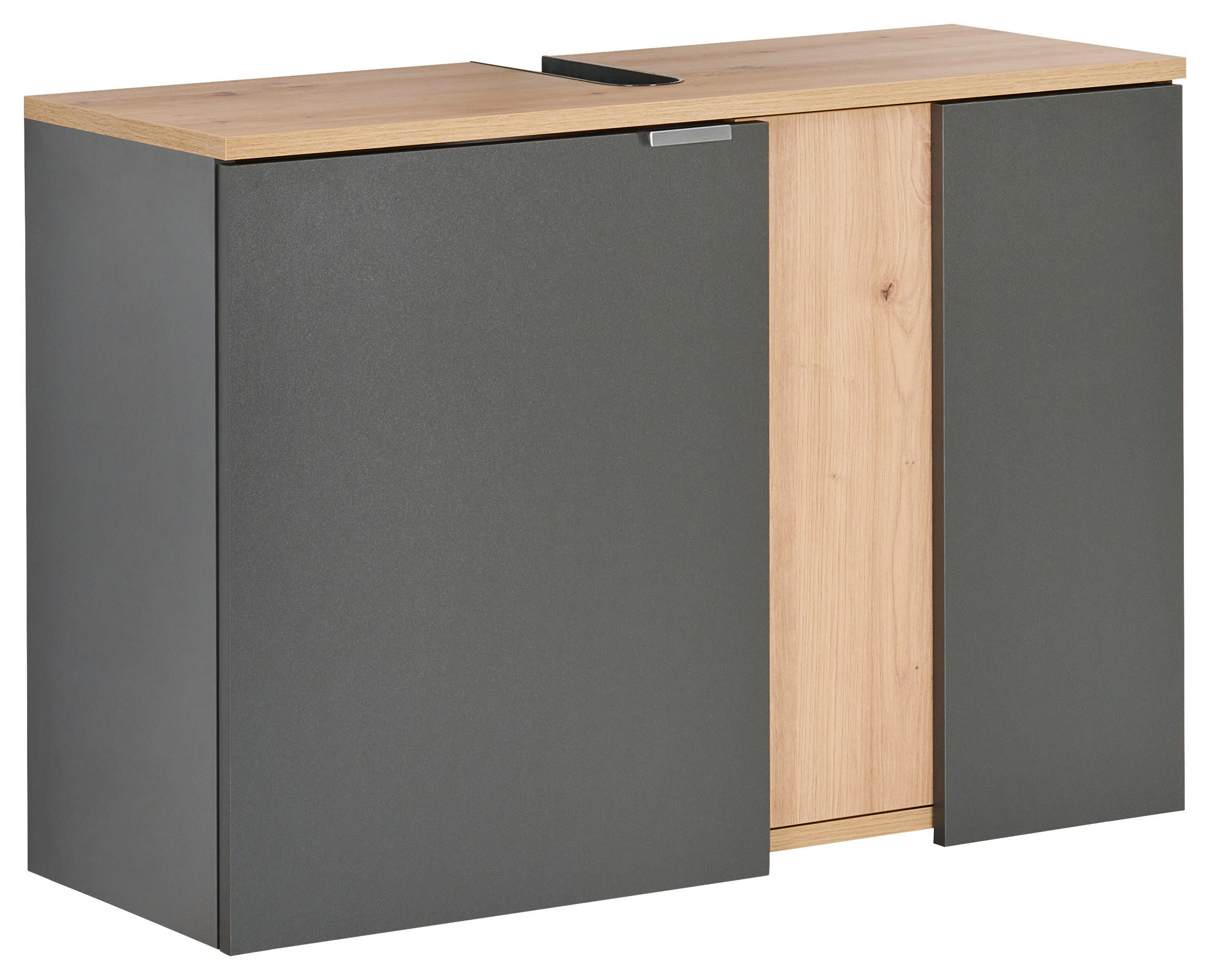 WASCHBECKENUNTERSCHRANK 80/56/32 cm  - Anthrazit/Silberfarben, Basics, Holzwerkstoff/Metall (80/56/32cm) - home24
