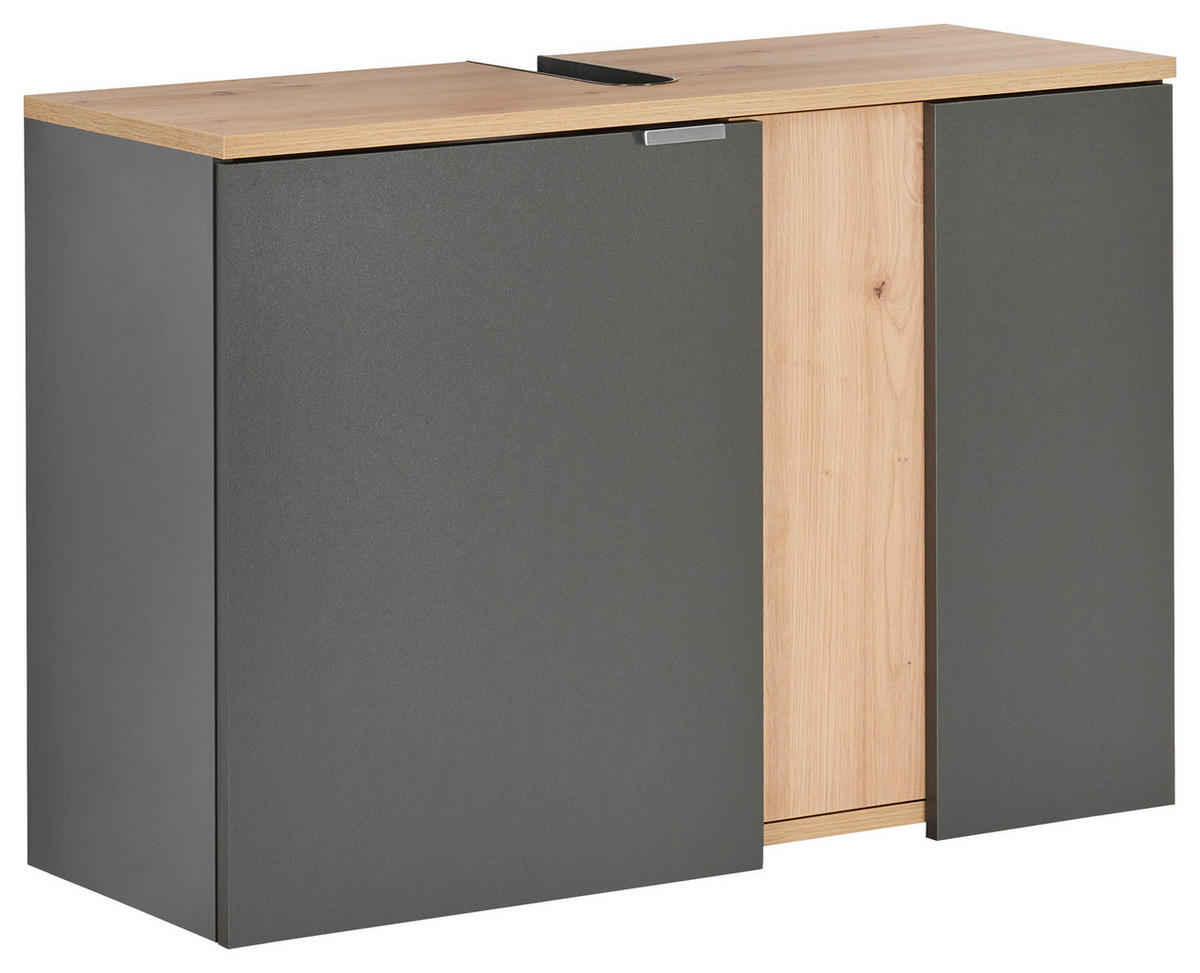 MEUBLE SOUS-LAVABO 80/56/32 cm  - Anthrazit/Silberfarben, Basics, Holzwerkstoff/Metall (80/56/32cm) - home24