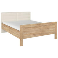 BETT 140/200 cm  in Champagner, Sonoma Eiche  - Champagner/Sonoma Eiche, Design, Holzwerkstoff/Textil (140/200cm) - Novel