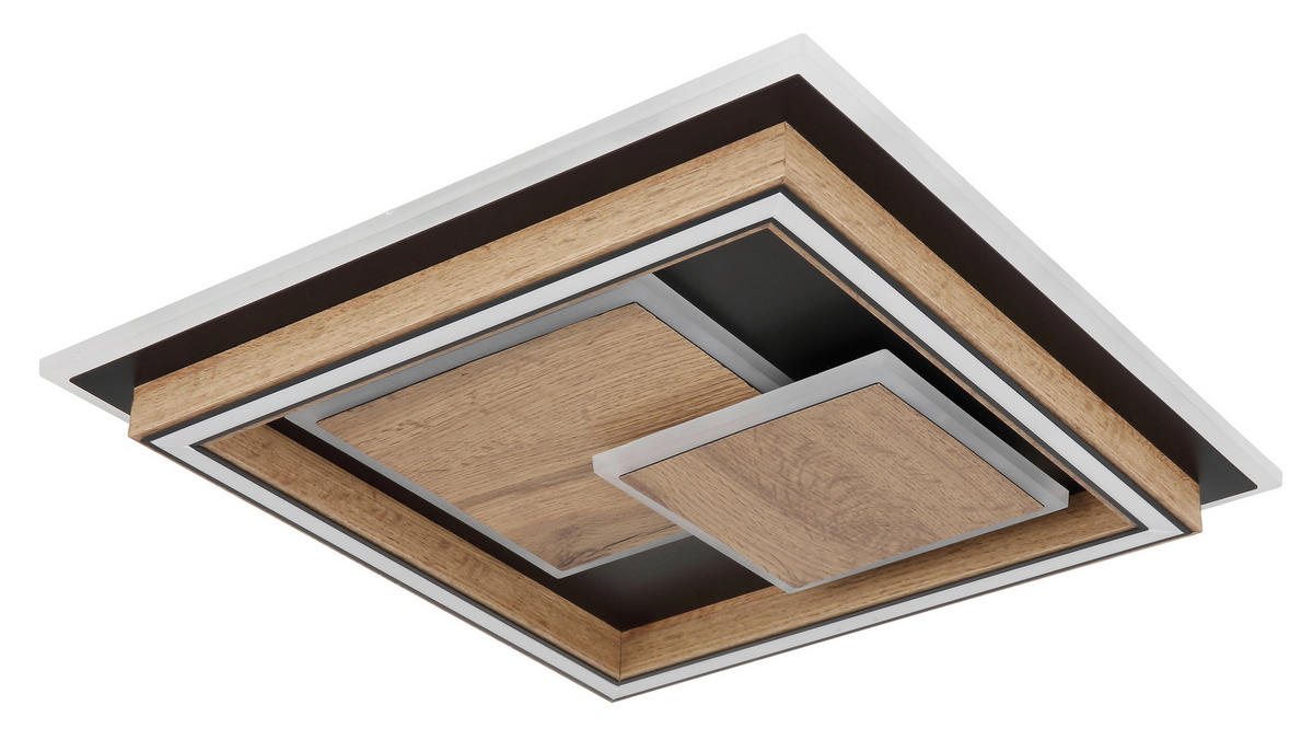 LED-DECKENLEUCHTE 32 W    41/41/7,6 cm  - Dunkelbraun/Opal, Design, Holzwerkstoff/Kunststoff (41/41/7,6cm) - Globo