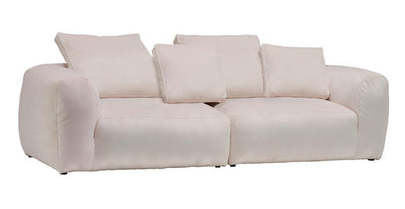 BIGSOFA Samt Creme  - Creme/Schwarz, MODERN, Kunststoff/Textil (260/70/122cm) - Carryhome