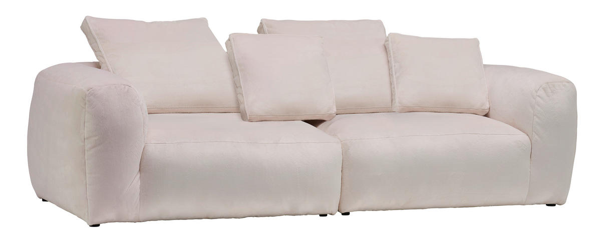 BIGSOFA in Samt Creme  - Creme/Schwarz, Modern, Kunststoff/Textil (260/70/122cm) - Carryhome
