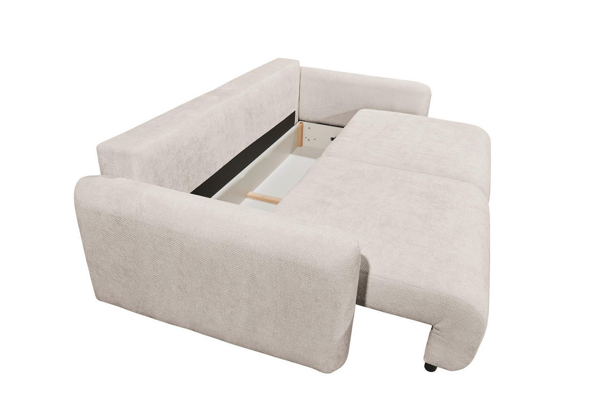SCHLAFSOFA Webstoff Beige  - Beige/Schwarz, Modern, Kunststoff/Textil (240/89/122cm) - MID.YOU