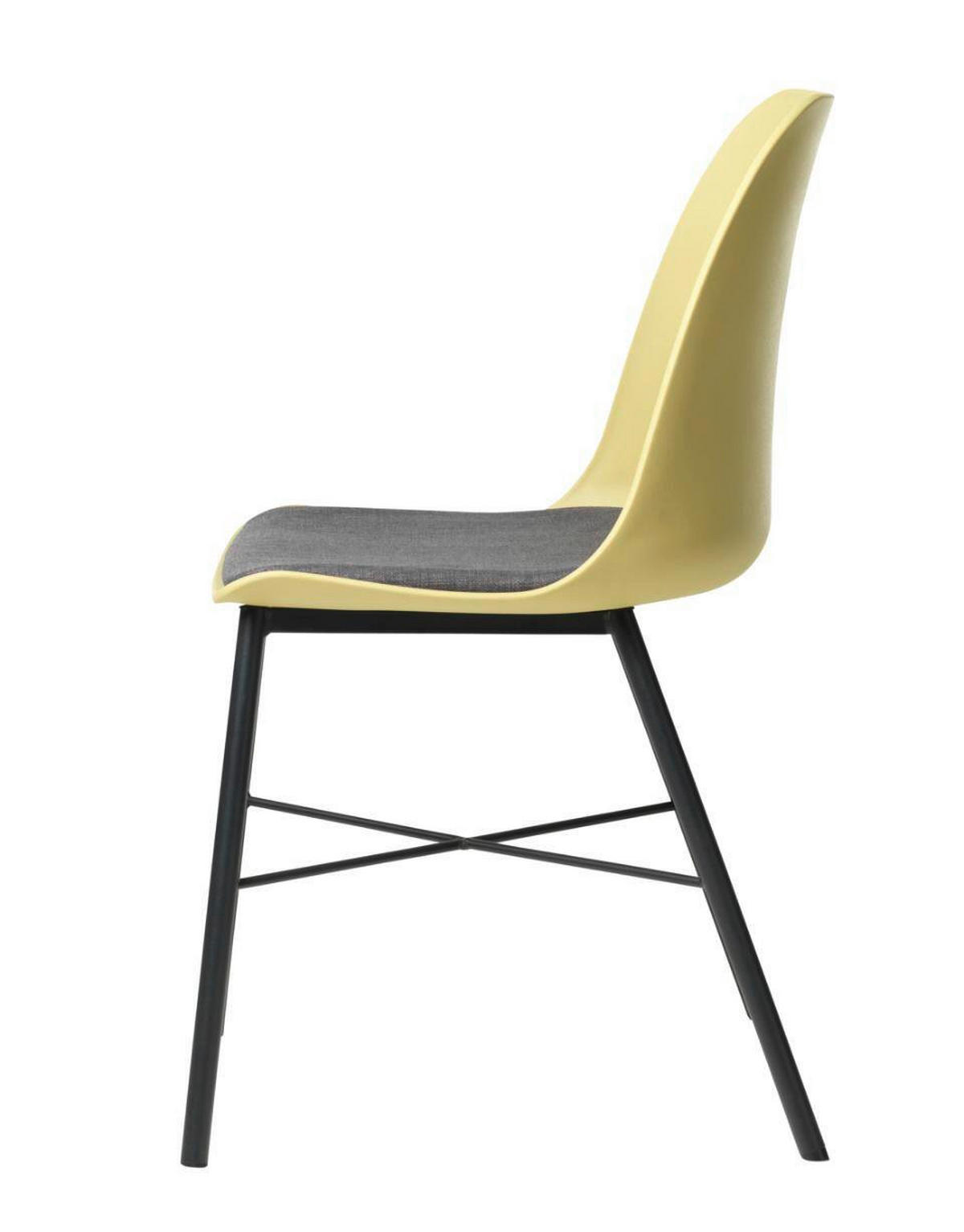 STUHL-SET 2 Stück  in matt  - Hellgelb/Schwarz, MODERN, Kunststoff/Textil (47/83/54cm) - Livetastic