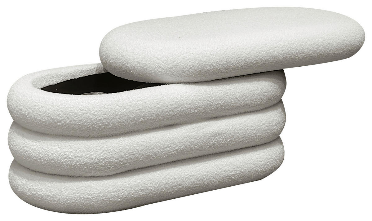 TRUHENBANK 85/42/42 cm Teddystoff Weiß Pappel Sperrholz  - Weiß, Trend, Holz/Textil (85/42/42cm) - Xora
