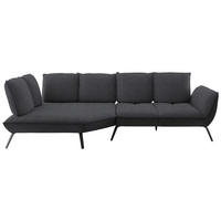 ECKSOFA 169/320 cm  in Flachgewebe Anthrazit Nierenkissen, Rücken echt, Sitztiefenverstellung  169/320 cm  - Anthrazit/Schwarz, Design, Textil/Metall (169/320cm) - Moderano