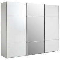 SCHWEBETÜRENSCHRANK Weiss  - Chromfarben/Weiss, Konventionell, Glas/Holzwerkstoff (242/223/68cm) - Novel
