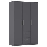 DREHTÜRENSCHRANK 135/210/54 cm,  in Grau, 3-türig  - Alufarben/Grau, KONVENTIONELL, Holzwerkstoff/Kunststoff (135/210/54cm) - home24