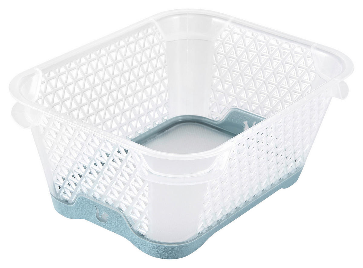 KOŠÍK NA DROBNOSTI, plast - bílá/světle modrá, Basics, plast (16/12/7cm)