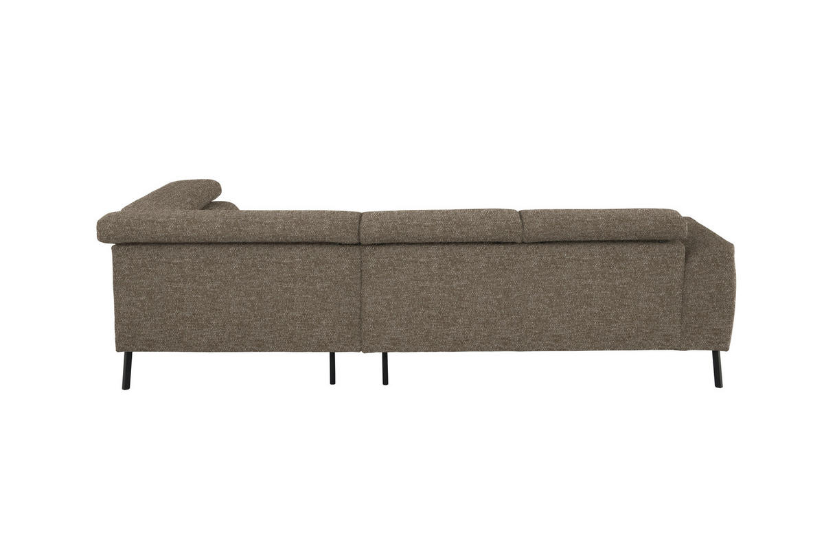 ECKSOFA in Chenille Hellbraun  - Hellbraun/Schwarz, Design, Textil/Metall (280/205cm) - MID.YOU