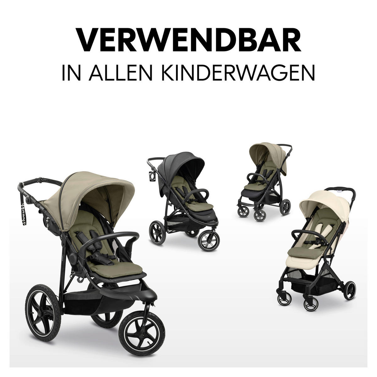 KINDERWAGENEINLAGE Seat Liner  - Olivgrün, Basics, Kunststoff (70/37/3cm) - Hauck