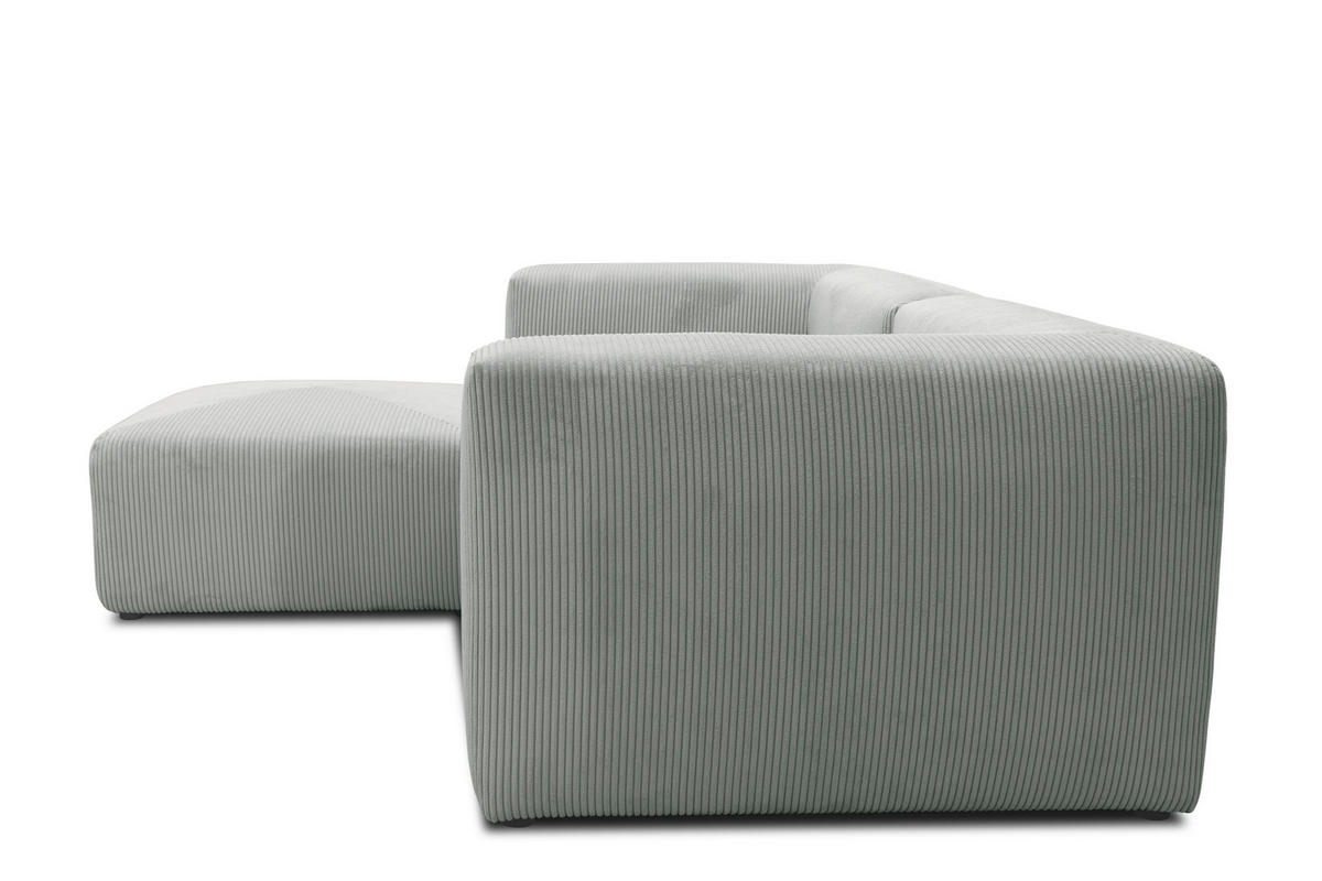 ECKSOFA in Cord, Mikrofaser Hellgrau   - Hellgrau/Schwarz, Design, Kunststoff/Textil (216/69/193cm) - MID.YOU