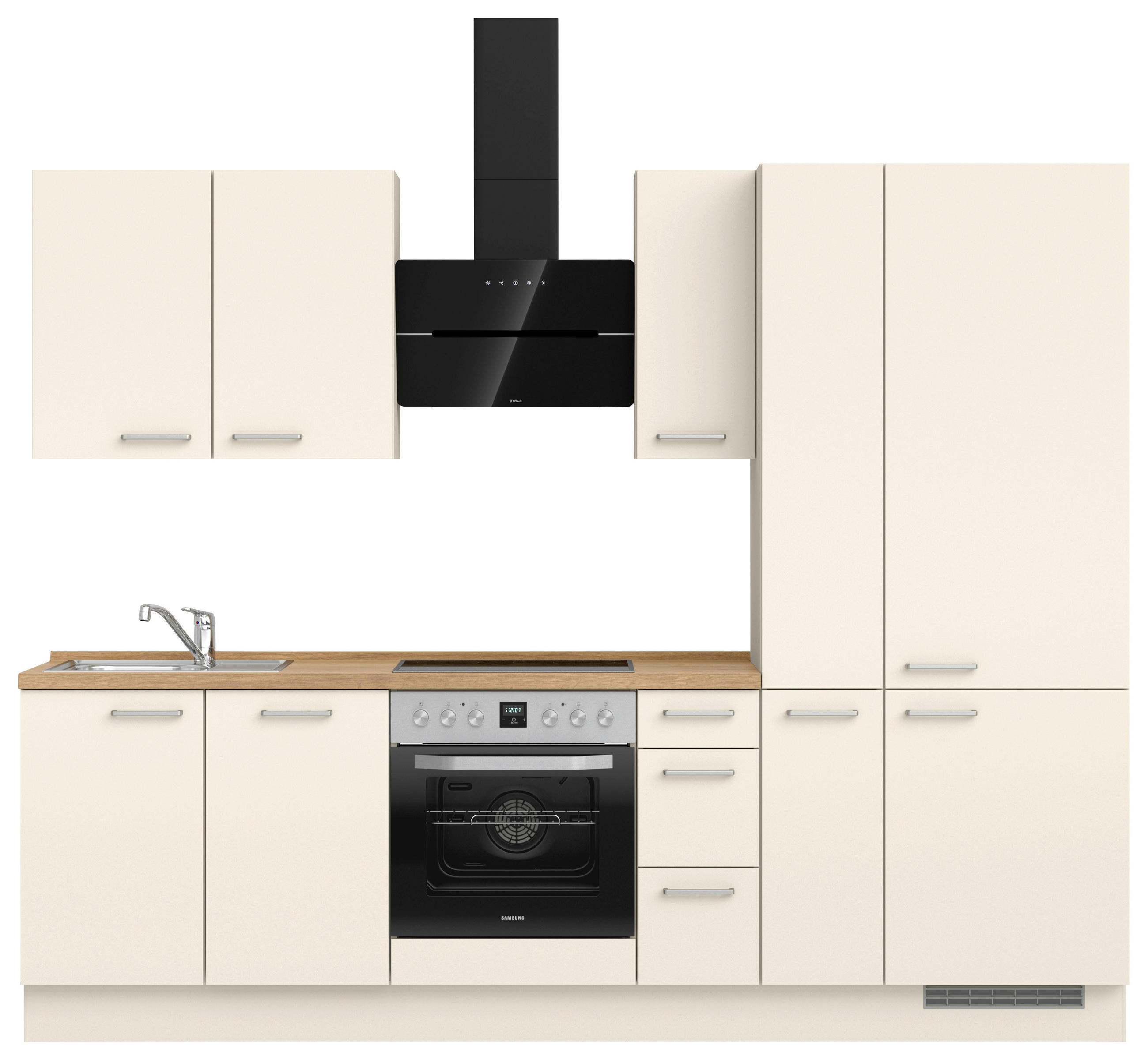 KÜCHENLEERBLOCK 270 cm   in Eichefarben, Magnolie  - Edelstahlfarben/Eichefarben, MODERN, Holzwerkstoff/Metall (270cm) - Nobilia