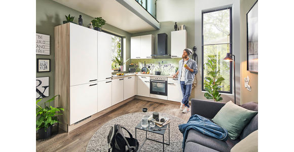 ECKKÜCHE 280/225 cm  in Weiß  - Schwarz/Weiß, Design, Holzwerkstoff/Metall (280/225cm) - Xora