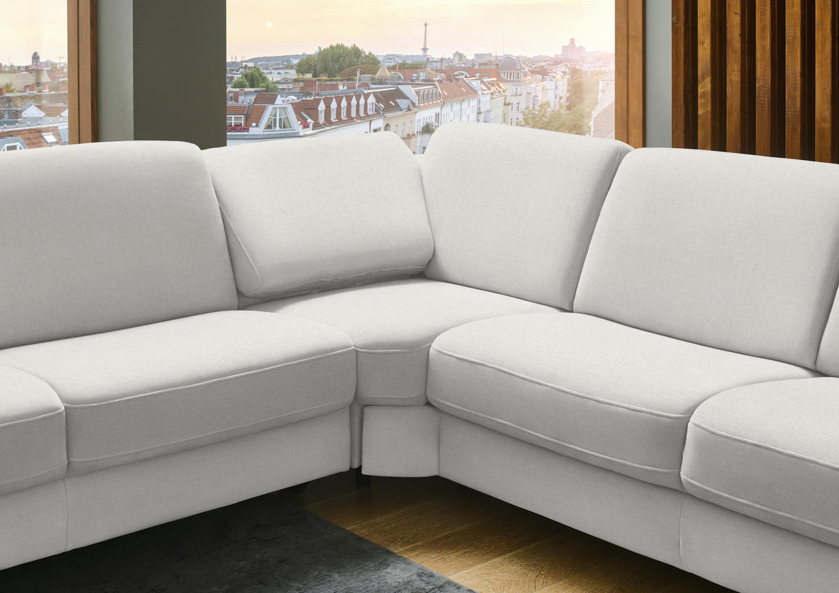 ECKSOFA Chenille Naturfarben  - Schwarz/Naturfarben, Design, Textil/Metall (278/278cm) - Valdera