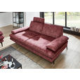 3-SITZER-SOFA in Velours Dunkelrot  - Beige/Schwarz, Design, Textil/Metall (222/89/104cm) - Dieter Knoll