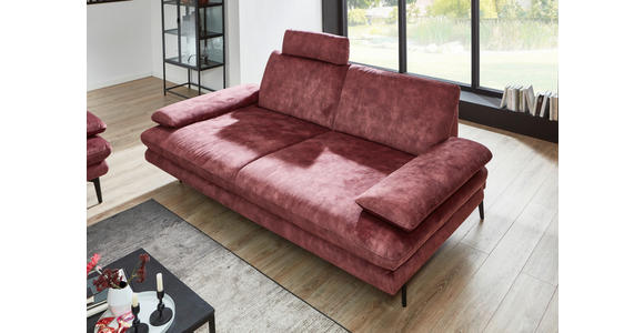 3-SITZER-SOFA in Velours Dunkelrot  - Beige/Schwarz, Design, Textil/Metall (222/89/104cm) - Dieter Knoll