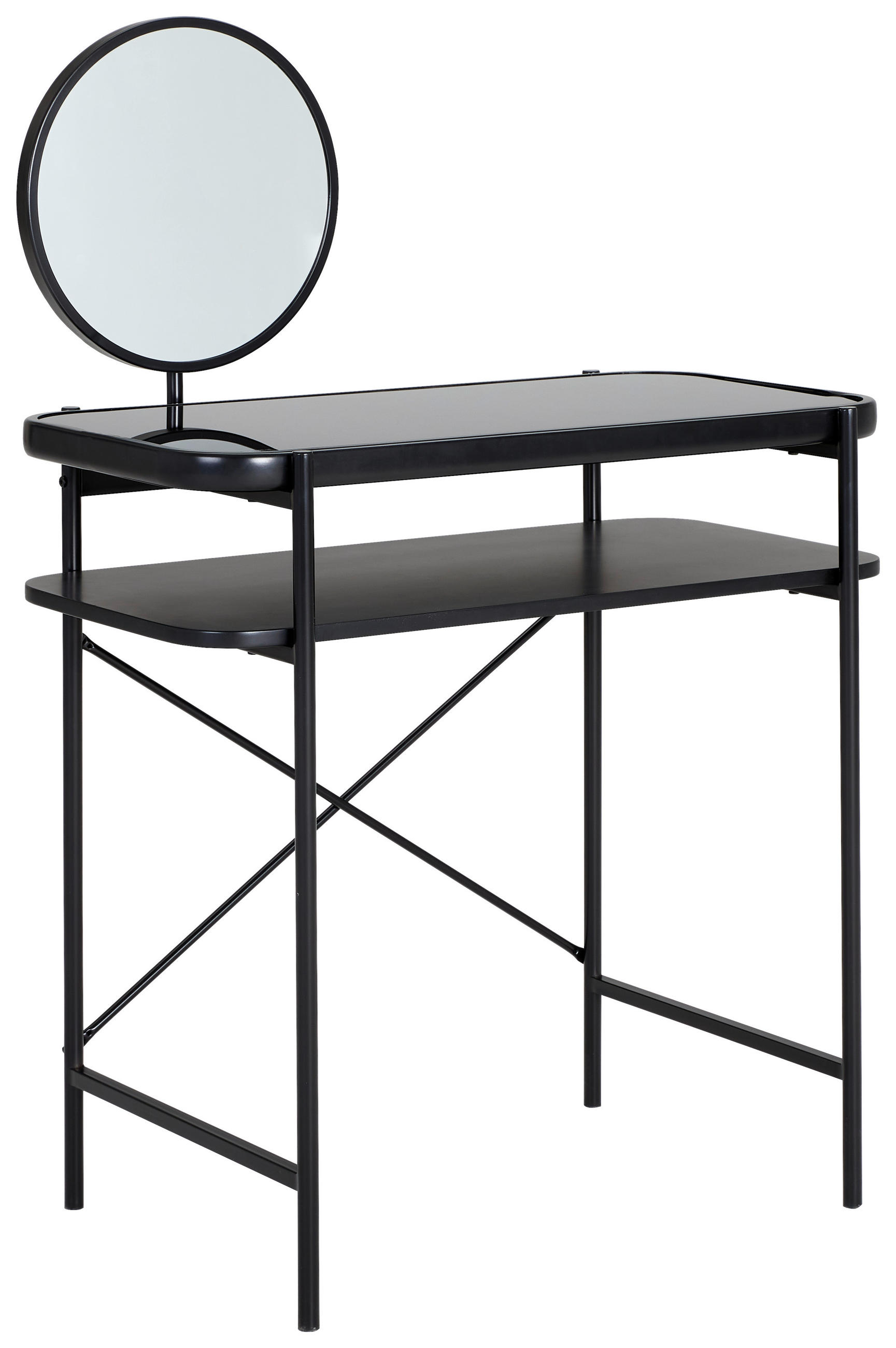 SCHMINKTISCH in Klar, Schwarz  - Klar/Schwarz, Design, Glas/Holzwerkstoff (80/44/75-129cm) - Carryhome