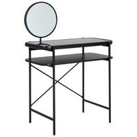 SCHMINKTISCH in Klar, Schwarz  - Klar/Schwarz, Design, Glas/Holzwerkstoff (80/44/75-129cm) - Carryhome