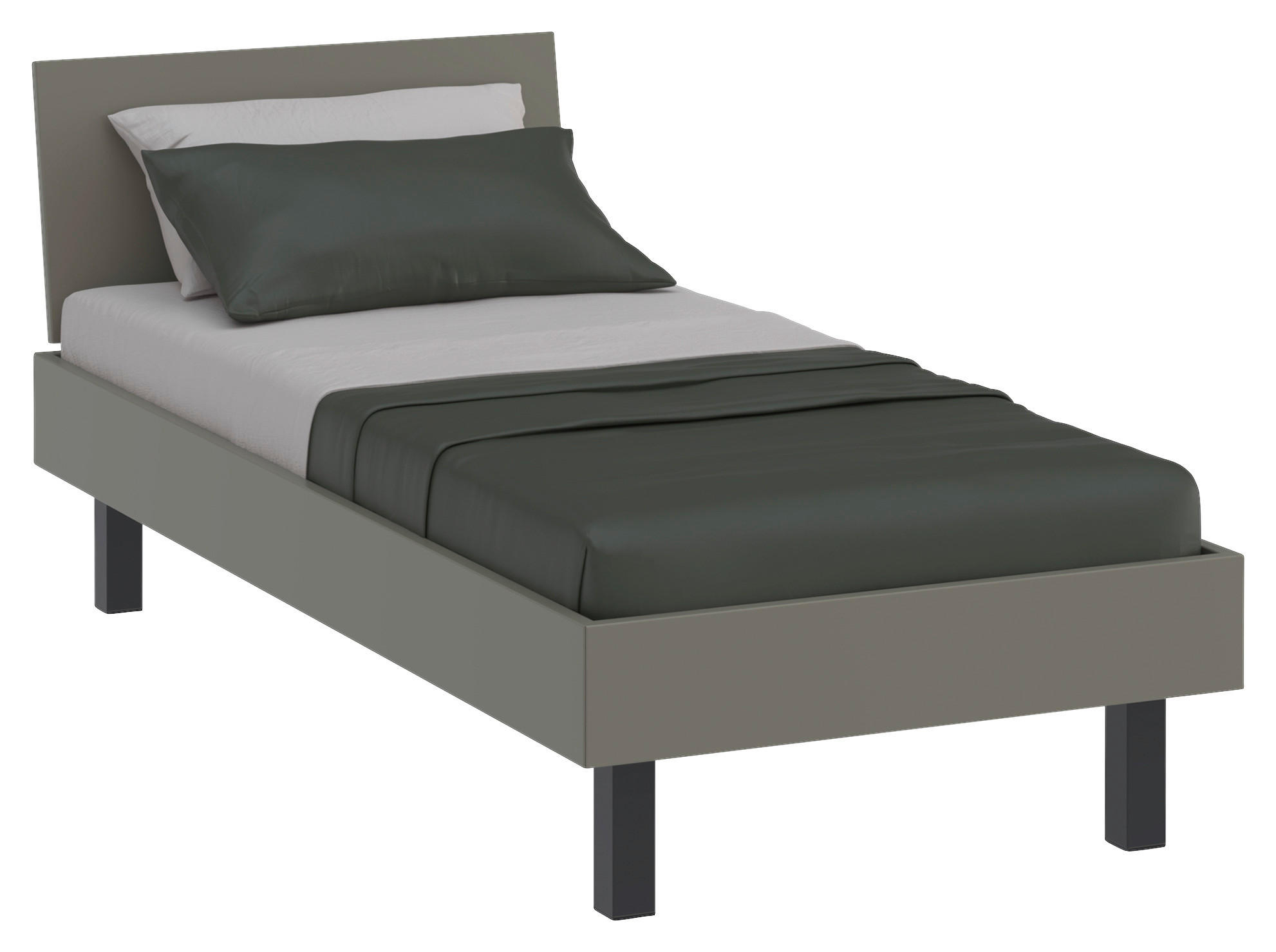 BETT 90/200 cm,  in Grau, Grün,  - Schwarz/Grau, Design, Metall (90/200cm) - Xora