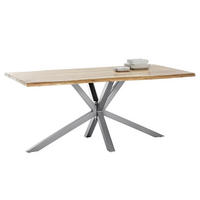 ESSTISCH 240/100/80 cm Echtholz  Holz, Metall rechteckig Naturfarben, Silberfarben  - Silberfarben/Naturfarben, MODERN, Holz/Metall (240/100/80cm) - MID.YOU