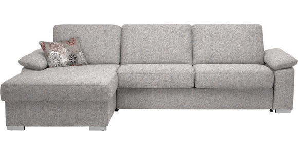 ECKSOFA in Flachgewebe Blaugrau - Chromfarben/Blaugrau, KONVENTIONELL, Textil/Metall (176/285cm) - Novel