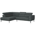 ECKSOFA in Chenille Grau  205/280 cm  - Schwarz/Grau, Design, Textil/Metall (205/280cm) - Xora