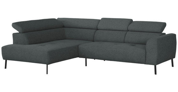ECKSOFA in Chenille Grau  205/280 cm  - Schwarz/Grau, Design, Textil/Metall (205/280cm) - Xora