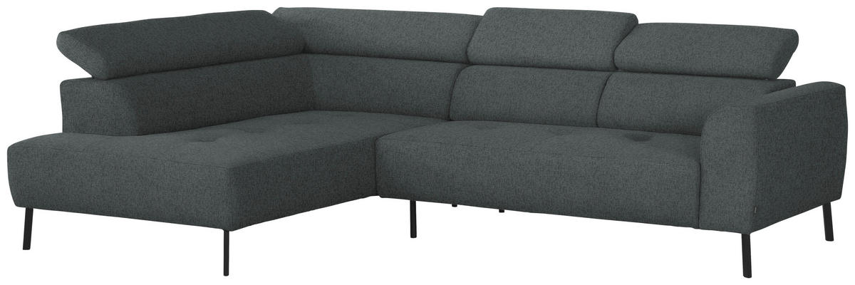 ECKSOFA in Chenille Grau  205/280 cm  - Schwarz/Grau, Design, Textil/Metall (205/280cm) - Xora