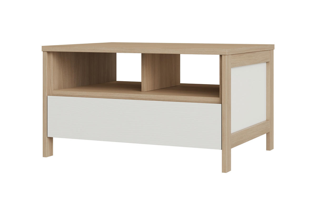 COUCHTISCH rechteckig Weiß  - Eichefarben/Weiß, Design, Holzwerkstoff (80/46/60cm) - MID.YOU