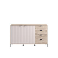 KOMÓD 157/93/40 cm  - kasmírszínű/szürke tölgy, Basics, faalapú anyag (157/93/40cm) - Hom`in