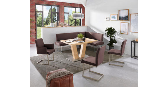 ARMLEHNSTUHL  in Stahl Mikrofaser  - Edelstahlfarben/Dunkelbraun, Design, Holzwerkstoff/Textil (63/91/60cm) - Dieter Knoll