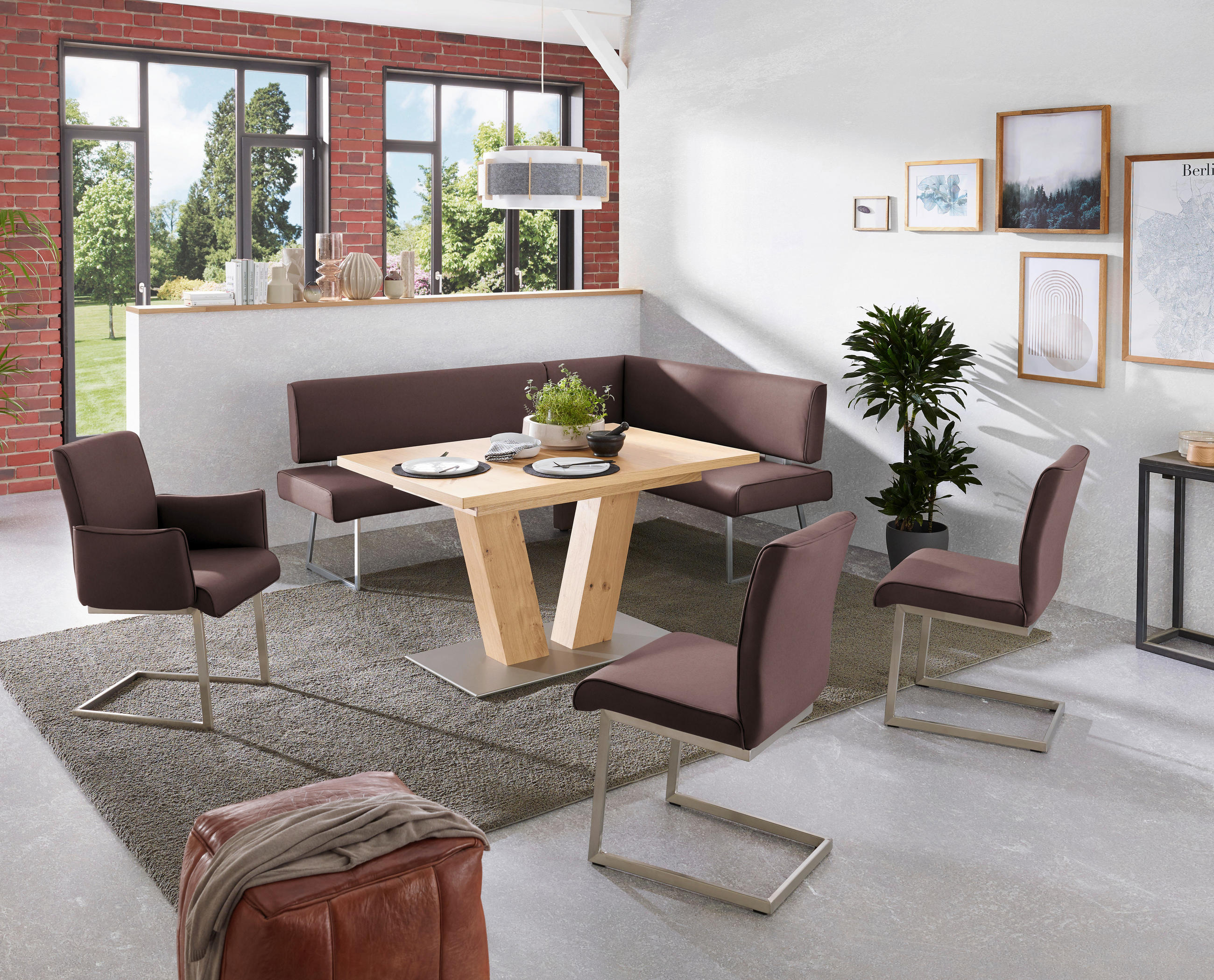 ARMLEHNSTUHL  in Stahl Mikrofaser  - Edelstahlfarben/Dunkelbraun, Design, Holzwerkstoff/Textil (63/91/60cm) - Dieter Knoll