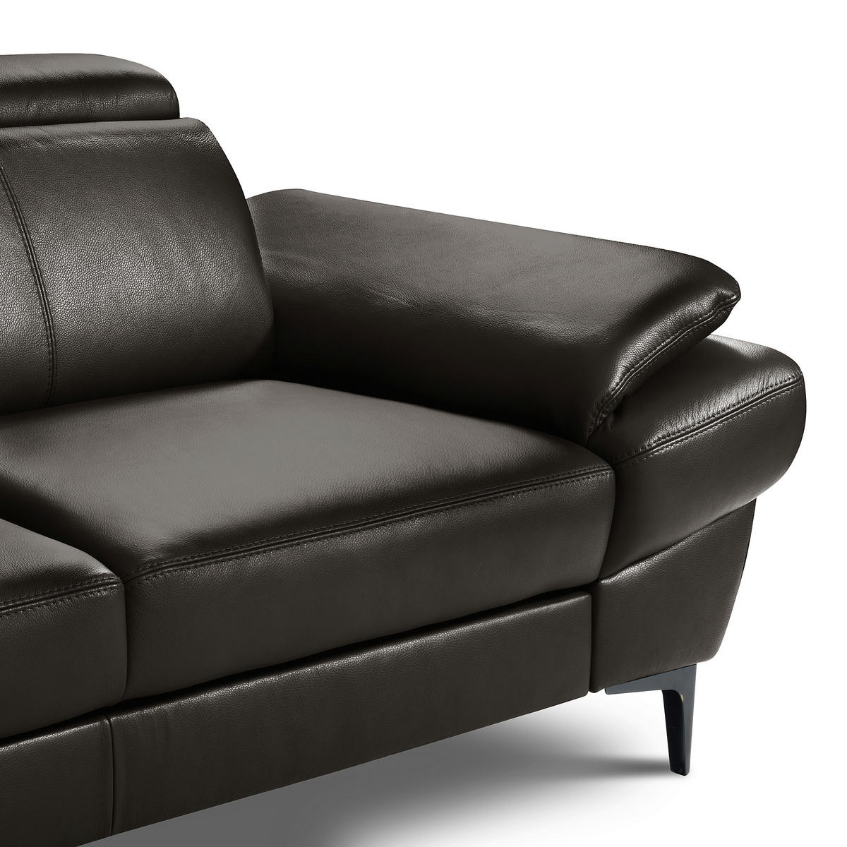 ECKSOFA  in Lederlook Echtleder Dunkelbraun  - Dunkelbraun/Schwarz, Design, Leder/Textil (211/264cm) - Livetastic