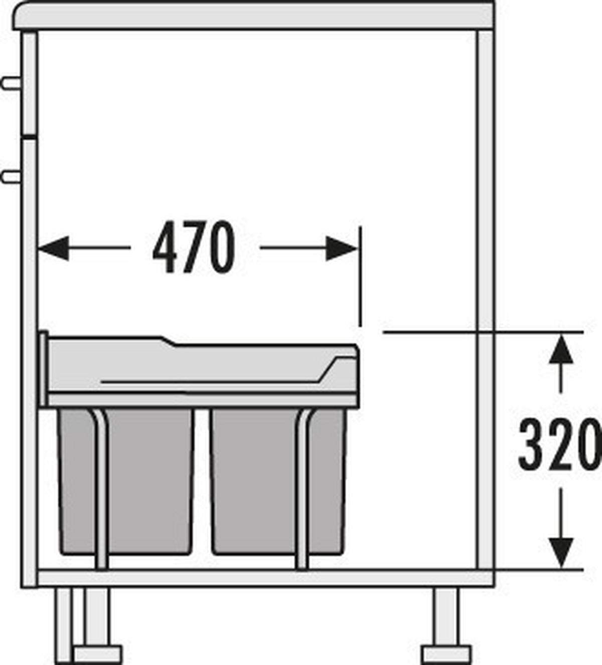 EINBAUABFALLSAMMLER 36 l  Kunststoff  - Schwarz/Grau, Basics, Kunststoff (31,6/32/47cm) - HKT
