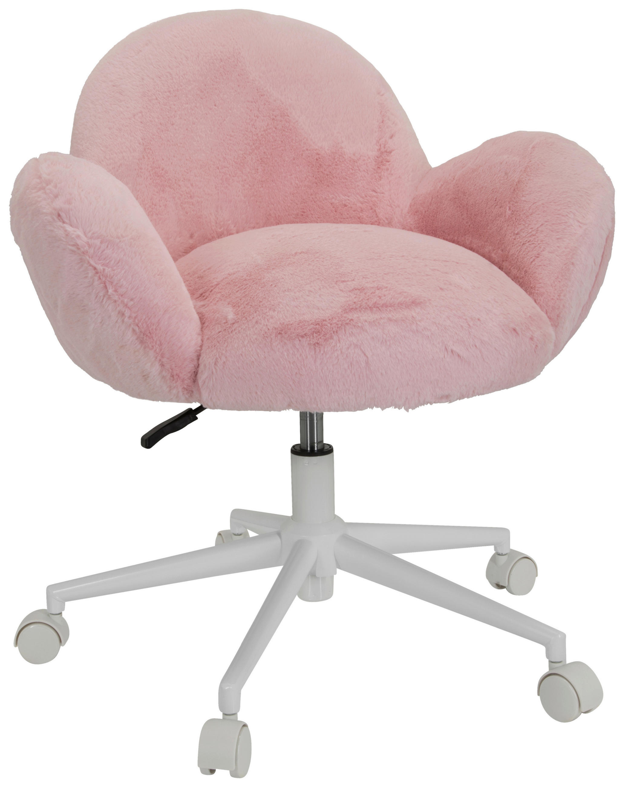 SNURRSTOL FÖR UNGDOMAR  i plysch rosa  - vit/rosa, Modern, metall/textil (65/79/64cm) - MID.YOU