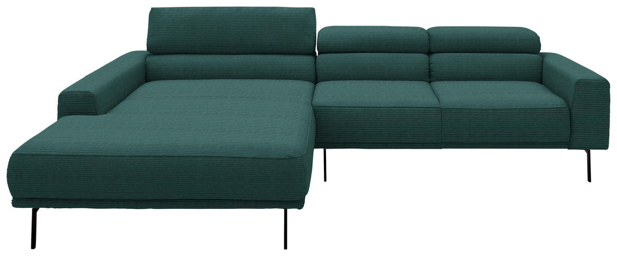 ECKSOFA Cord Waldgrün  - Waldgrün/Schwarz, Design, Textil/Metall (215-217/293cm) - Schöner Wohnen