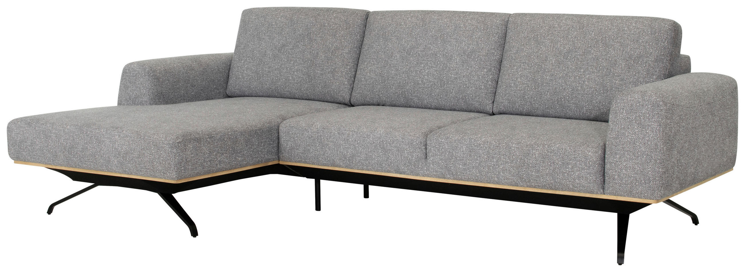 ECKSOFA in Struktur Grau  - Schwarz/Grau, Design, Textil/Metall (157/262cm) - Novel