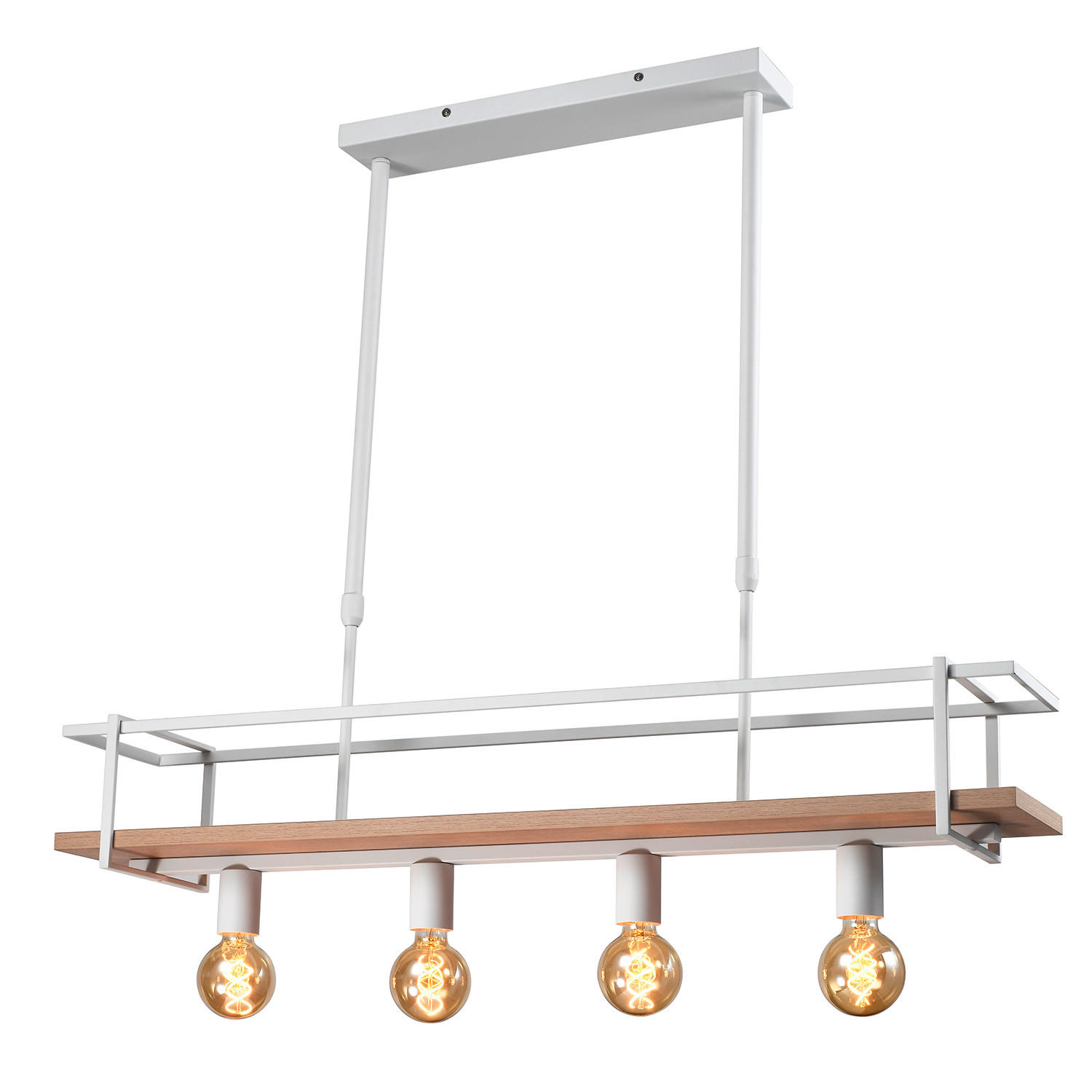 PENDELLEUCHTE 5092 ANTONY 100/20.5/90 cm   - Hellbraun/Weiß Hochglanz, Natur, Holz/Metall (100/20.5/90cm)