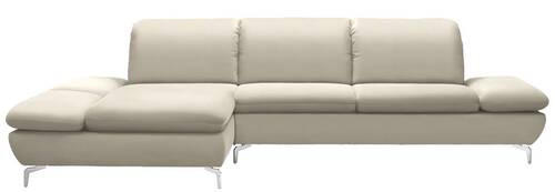 ECKSOFA in Echtleder Hellgrau  200/315 cm  - Silberfarben/Hellgrau, Design, Leder/Metall (200/315cm) - Chilliano