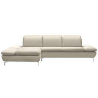 ECKSOFA in Echtleder Hellgrau  200/315 cm  - Silberfarben/Hellgrau, Design, Leder/Metall (200/315cm) - Chilliano