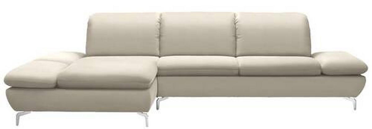ECKSOFA in Echtleder Hellgrau  200/315 cm  - Silberfarben/Hellgrau, Design, Leder/Metall (200/315cm) - Chilliano