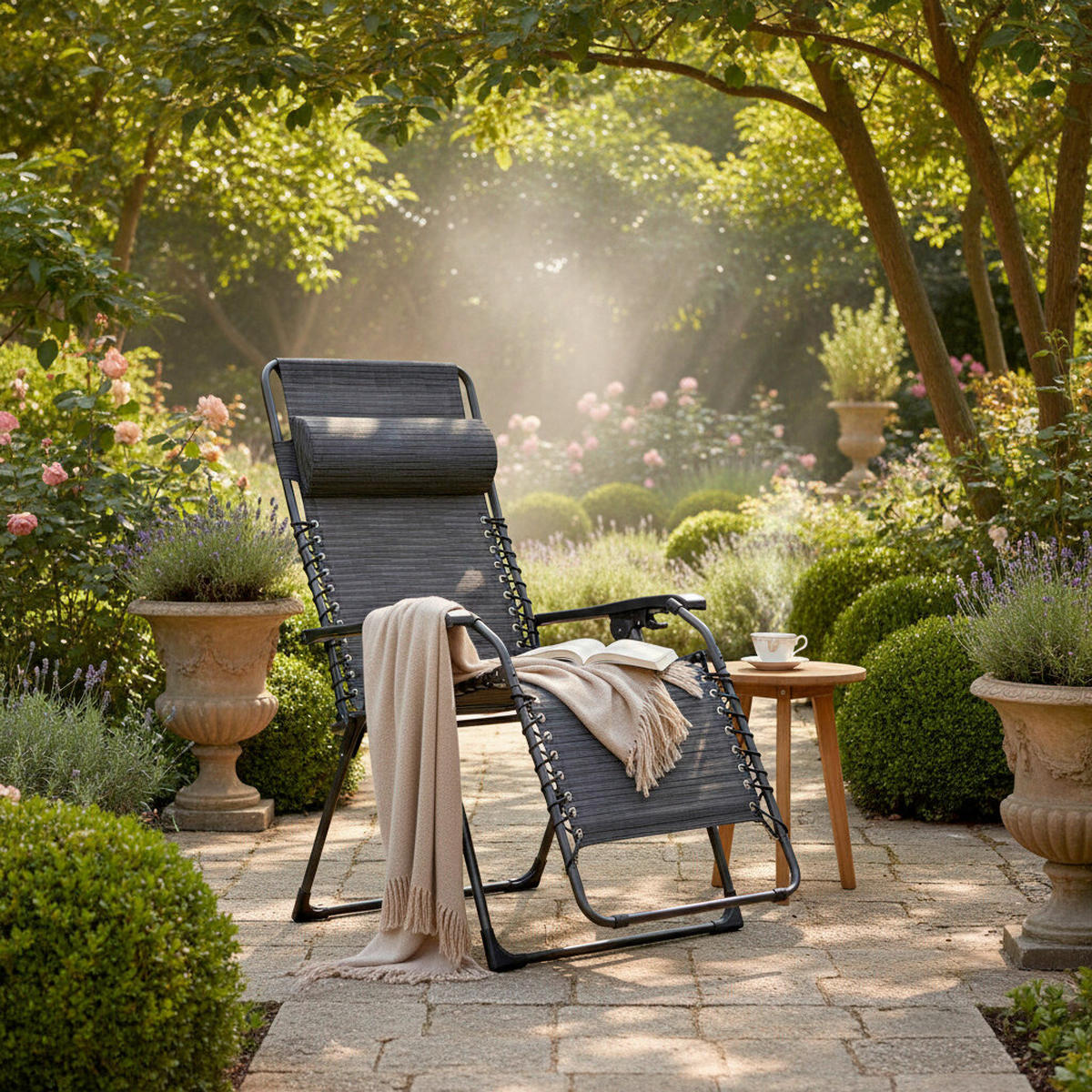 GARTEN-RELAXSESSEL 66/120/65 cm  - Anthrazit, Basics, Kunststoff/Textil (66/120/65cm)