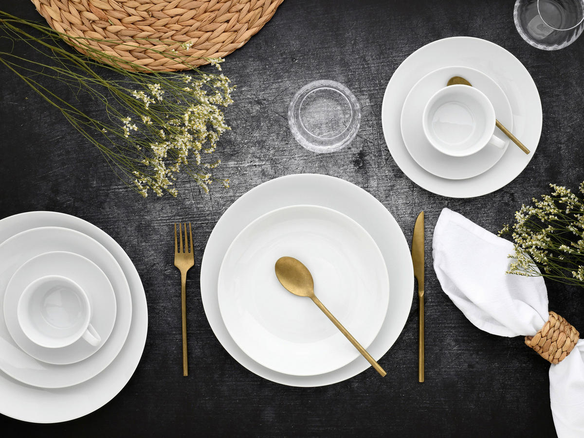 KOMBINOVANÝ SERVIS, 30-dielne, porcelán - biela, Basics, keramika - Creatable