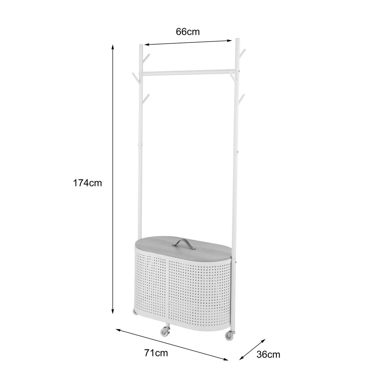 GARDEROBENSTÄNDER in Weiß, Eichefarben 70/174,5/36 cm   - Eichefarben/Weiß, Design, Holzwerkstoff/Kunststoff (70/174,5/36cm) - MID.YOU