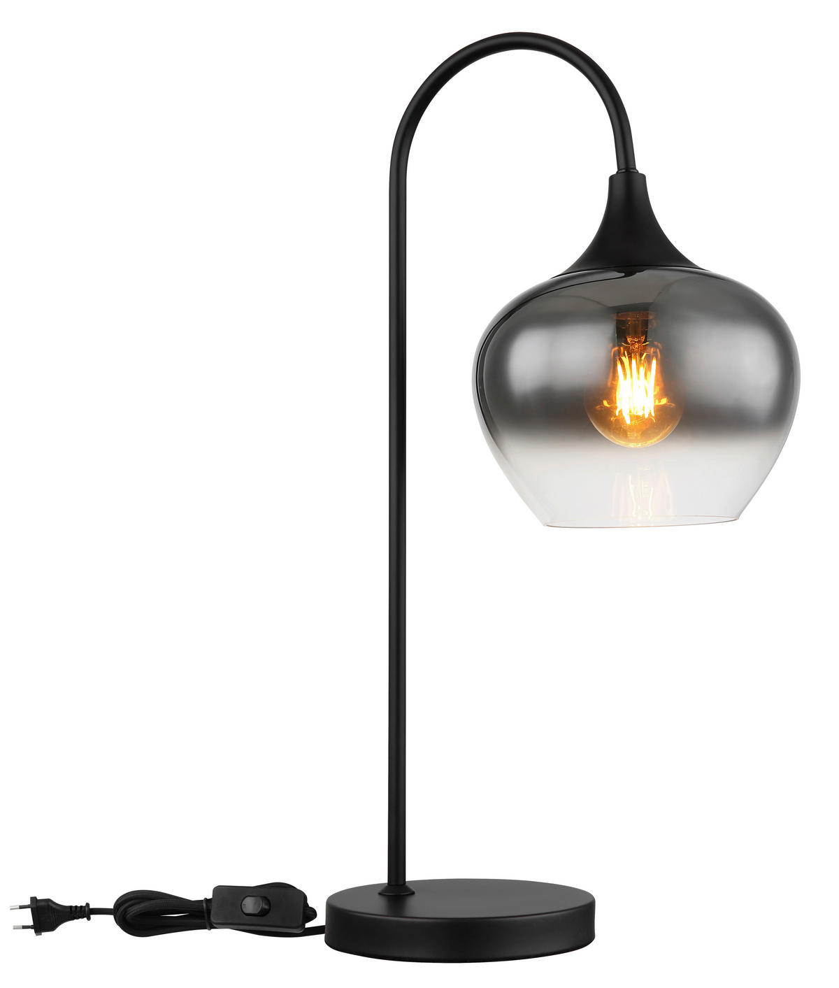 TISCHLEUCHTE - Schwarz, Design, Glas/Metall (27,5/18/54cm) - Globo