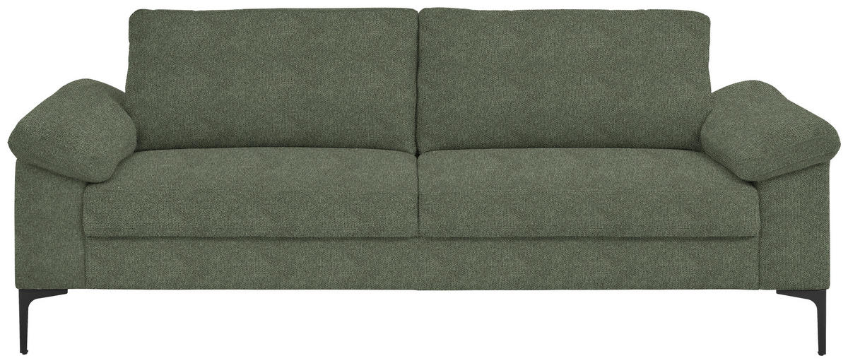 3-SITZER-SOFA in Flachgewebe Olivgrün  - Schwarz/Olivgrün, Design, Textil/Metall (226/89/97cm) - Pure Home Lifestyle