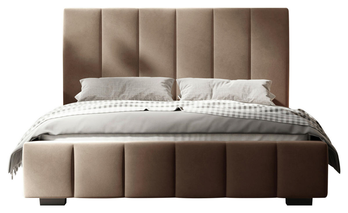 POLSTERBETT 140/200 cm,  in Taupe, Lattenrost, Bettkasten,  - Taupe/Schwarz, Design, Holz/Kunststoff (140/200cm) - Boxxx