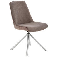 STUHL Edelstahl Flachgewebe  - Edelstahlfarben/Cappuccino, Design, Textil/Metall (49/88/64cm) - Novel